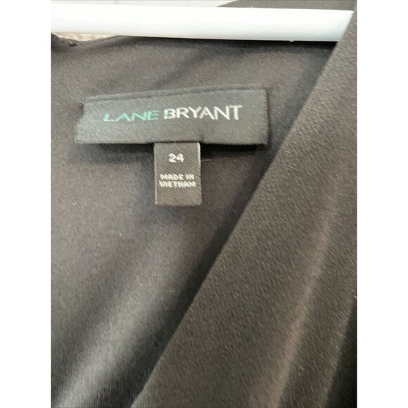 Lane‎ Bryant Shimmer Faux Wrap Dress Surplice Black Metallic Stretch Plus 24 - Picture 3 of 6